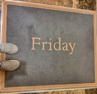 Rug with the word "Friday"