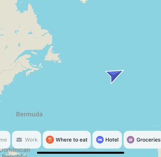 Map with an arrow in middle of ocean