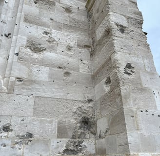 Cannon Pock Marks on Cathedral wall