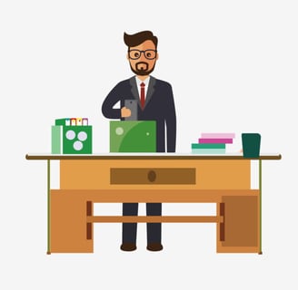 a man in a suit and tie is sitting at a desk