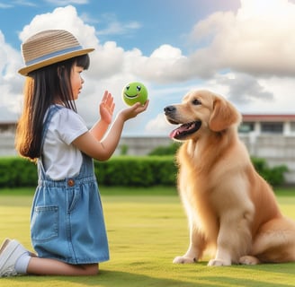 A dog using sign language to communicate, illustrating the concept of dogs understanding and using