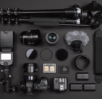 a camera and some cameras on a table
