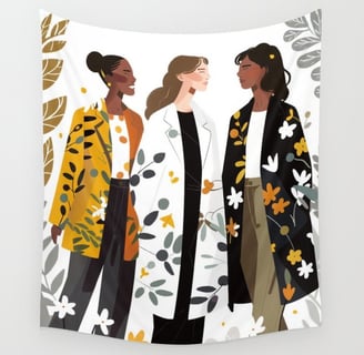 Whispered Wisdom - Artistic Woman Portrait Wall Tapestry BY Fresh Wave Lab
