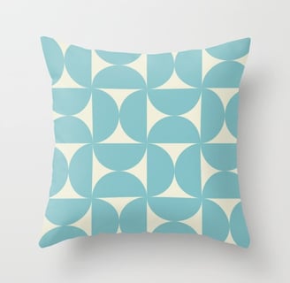 Aquamarine Half Circles Pattern Throw Pillow By Mash Mash