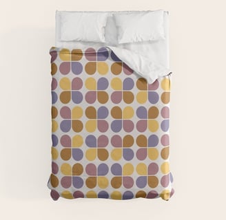 Retro Bloom Grid: Vibrant Floral Pattern Duvet Cover BY Mash Mash