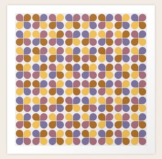 Retro Bloom Grid: Vibrant Floral Pattern Art Print BY Mash Mash