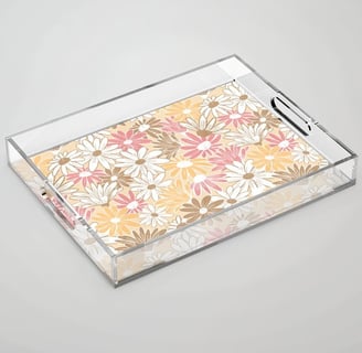 Beautiful Spring Floral Design in Pastel Colors Acrylic Tray BY Mash Mash