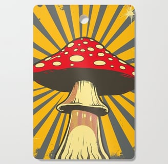 Vintage Mushroom Explosion Cutting Board BY Mash Mash
