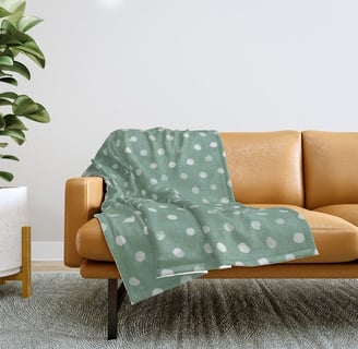 Verdant Meadow Hand-Painted Dots Throw Blanket BY Mash Mash