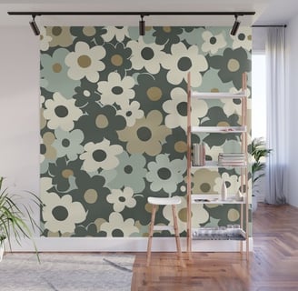 Boho Styled Vintage Floral Garden Wall Mural
