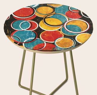 Retro Fusion: Dynamic Circle Pattern with Bold Colors and Vintage Flair Side Table BY Mash Mash