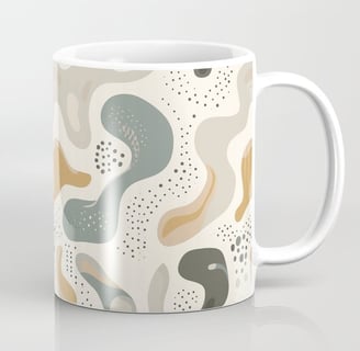 Calm Beige Green Pattern Coffee Mug