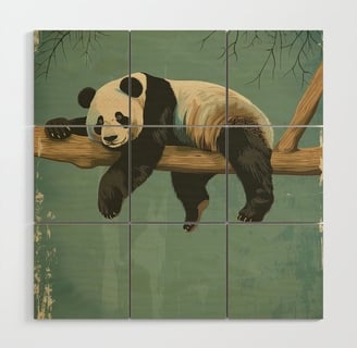 Lazy Panda Wood Wall Art BY Fresh Wave Lab