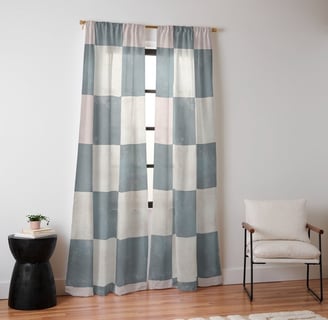 Dusty Blue Checkerboard Curtain BY Fresh Wave Lab