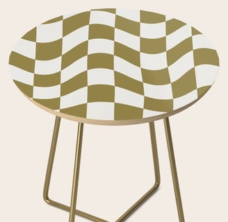 Golden Waves: Retro Checkered Illusion Side Table BY Mash Mash