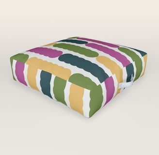 Exotic Scalloped Symphony of Color Outdoor Floor Cushion BY Mash Mash