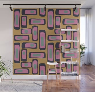 Bold Retro Rectangular Pattern Wall Mural BY Mash Mash