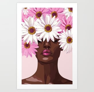 Petal Dream - Floral Woman Portrait Art Print BY Fresh Wave Lab
