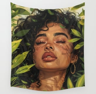 Veiled Beauty - Artistic Woman Portrait Wall Tapestry BY Fresh Wave Lab