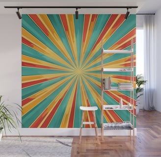 Retro Sunburst Wall Mural BY Fresh Wave Lab