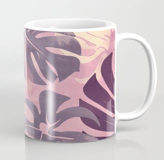 Blush Monstera Leaves Coffee Mug BY Mash Mash