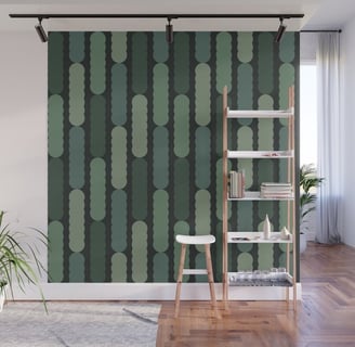 Deep Forest Green Vertical Pattern - Nature-Inspired Design with a Geometric Flair Wall Mural by Mas
