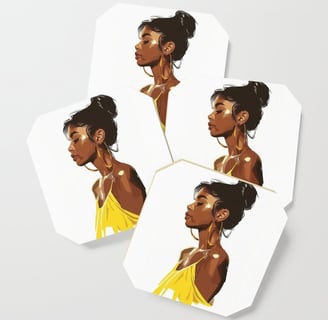 Ethereal Elegance - Abstract Woman Portrait Coaster BY Fresh Wave Lab