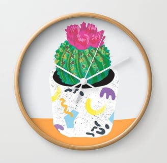 Cactus Flower Wall Clock BY Baked by Lou