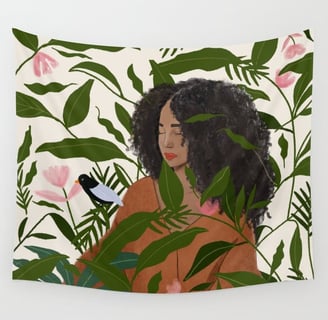 Aanu the plant lady Wall Tapestry BY mary joak