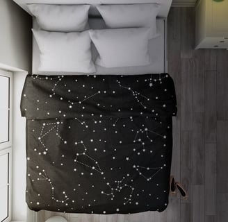 Astrology Black White Stars Night Constellation Duvet Cover |  by JessicaAmber