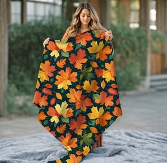 Autumn Leaves Seamless Pattern Blanket |  by Kickis_Shop