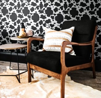 Black and White Unique Cow Pattern Wallpaper by Holiday Hearts Designs