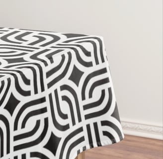 Black White Geometric Pattern Tablecloth  |  by ArtOnWear