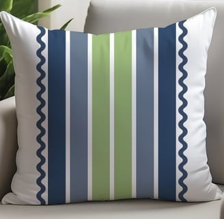 Bold Blue Green Stripes Throw Pillow   |  by Little Shop of Colors