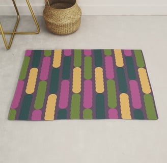 Tropical Vibes: Exotic Scalloped Stripe Pattern Rug BY Mash Mash