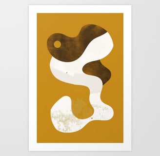 Lost in Bohemian Maze - Mustard Boho Abstraction Art Print