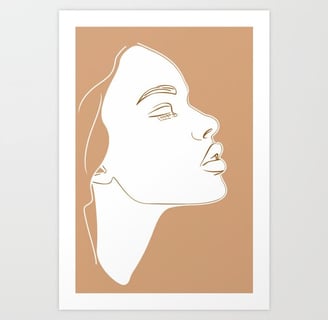 Minimalist Woman Profile Art Print BY Fresh Wave Lab on Society6