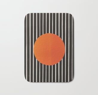 Geometric Sunburst: Minimalist Stripes and Circle Bath Mat BY Mash Mash