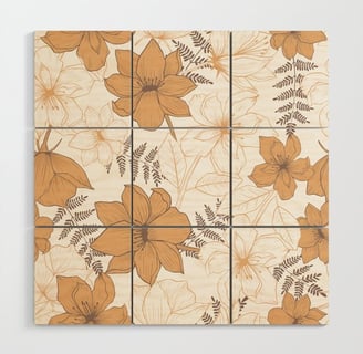Golden Blooming Floral Harmony Wood Wall Art BY Mash Mash