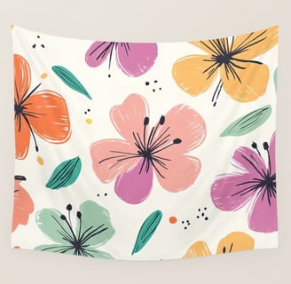 Playful Floral Fiesta Wall Tapestry BY Fresh Wave Lab