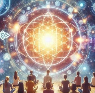 A group of people meditating, focused on quantum energy for manifestation techniques.