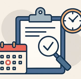 Illustration showing calendar, clock, and audit checklist representing the DMCC audit deadline