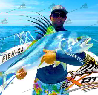 a man holding a fish fish on a boat