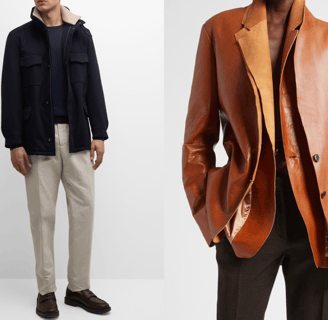 Quiet luxury outfits on man and woman