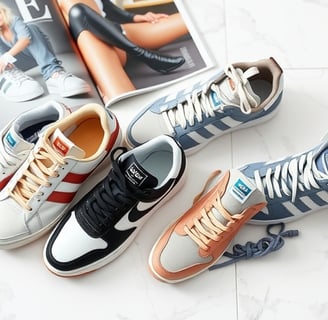 Chic designer sneakers arrangment