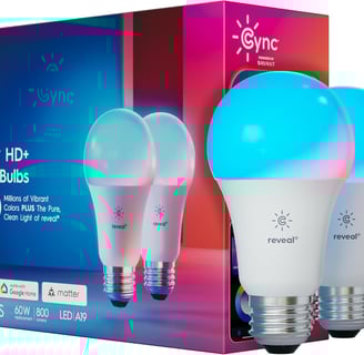 GE Cync A19 Smart LED Light Bulbs, Room Decor Aesthetic Color Changing WiFi Lights, LED Indoor Light