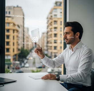 Lebanese entrepreneur analyzing SEO data