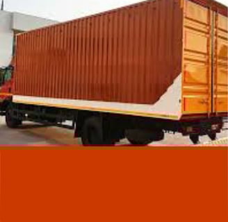 Custom Container Truck Body with anti-rust finish and rear doors.