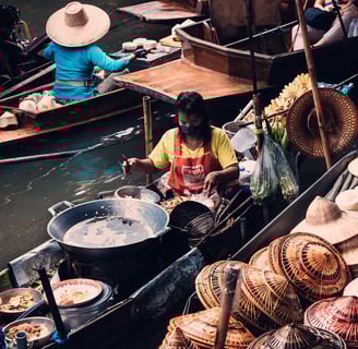 marché flottant à Bangkok