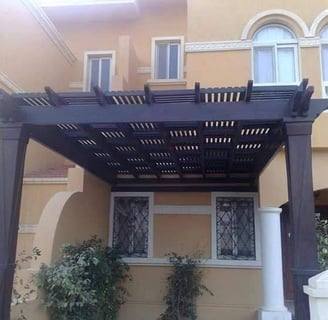 برجولات خشبيه معالجه تصميماتجلسات خارجيه وتندات خشبيه